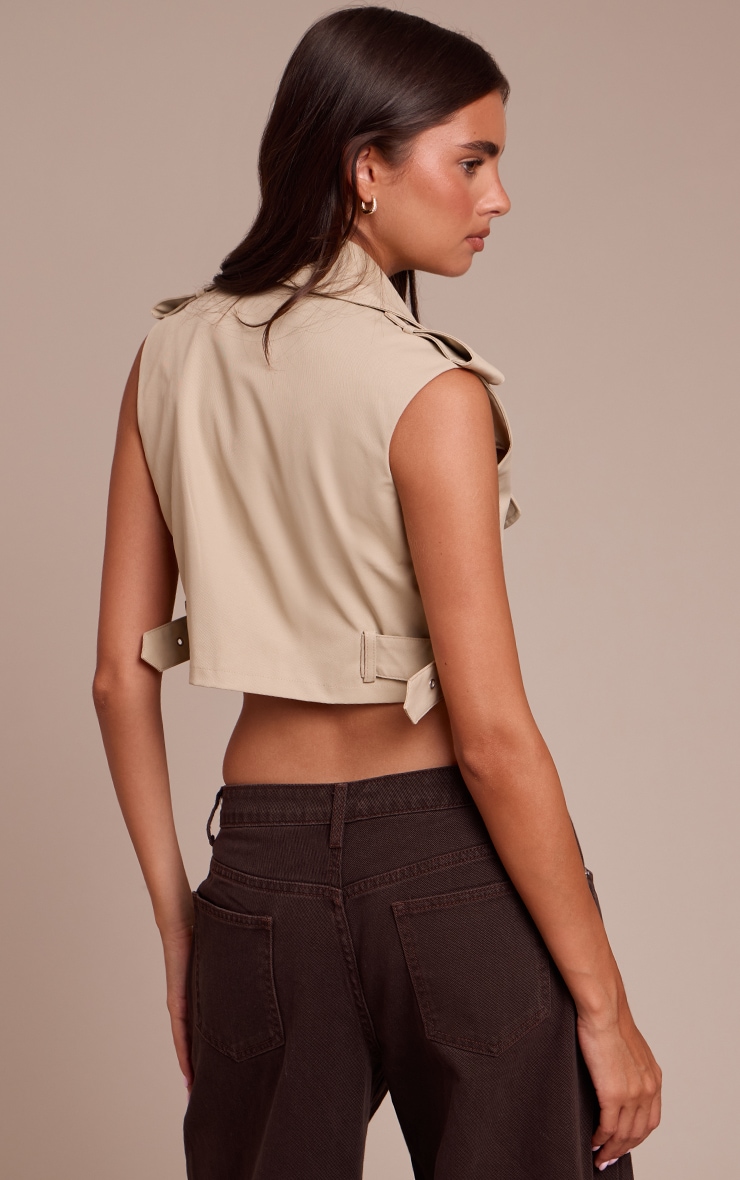 Beige Utility Sleeveless Top image 2