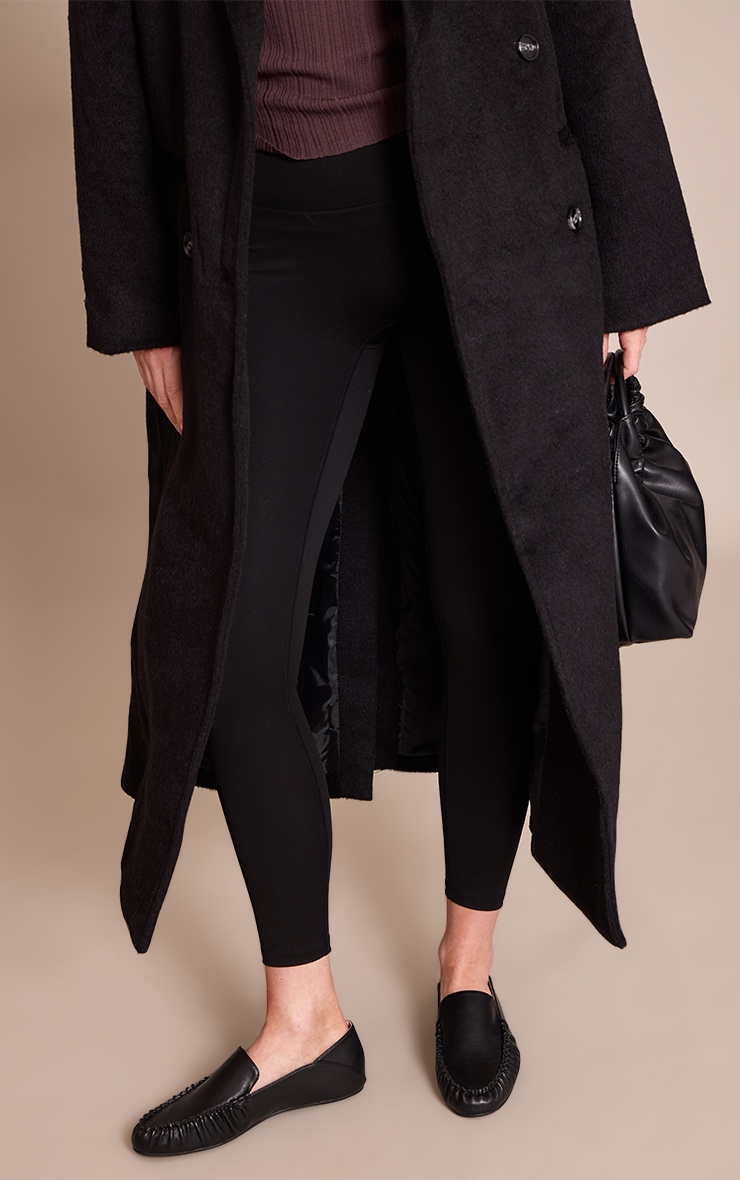 Black PU Ruched Trim Boat Loafer image 1