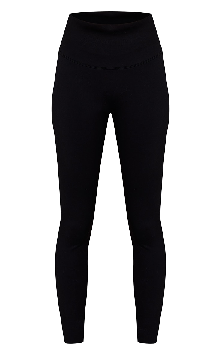 Black Seamless Scrunch Bum Gym Leggings image 5