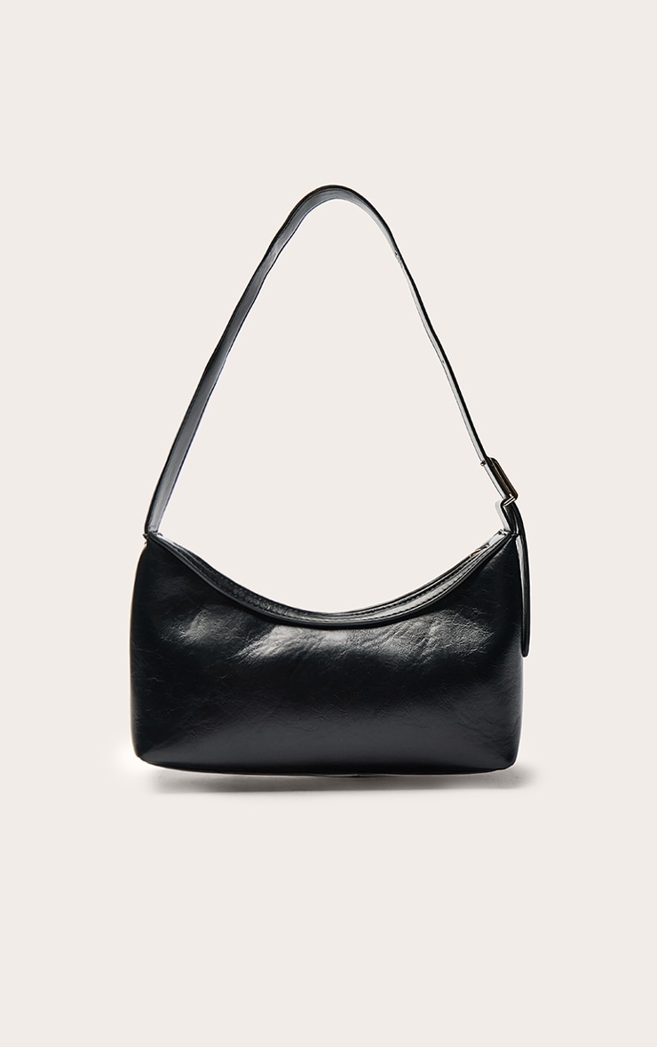 Black PU Simple Buckle Strap Shoulder Bag image 2