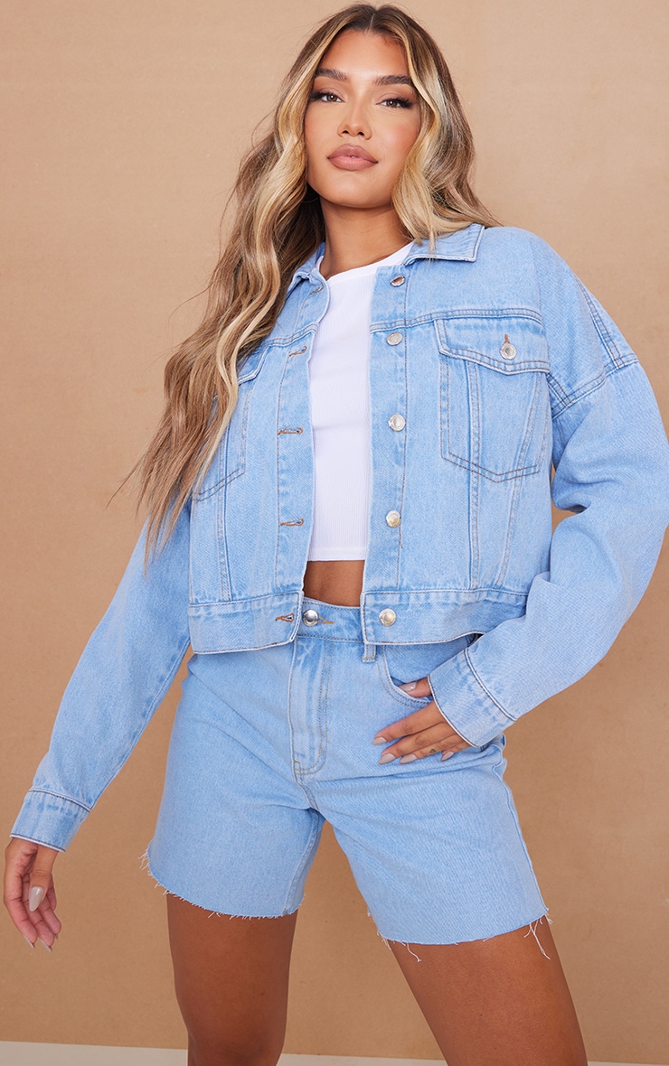 Recycled Blue Loose Fit Girlfriend Denim Shorts PrettyLittleThing