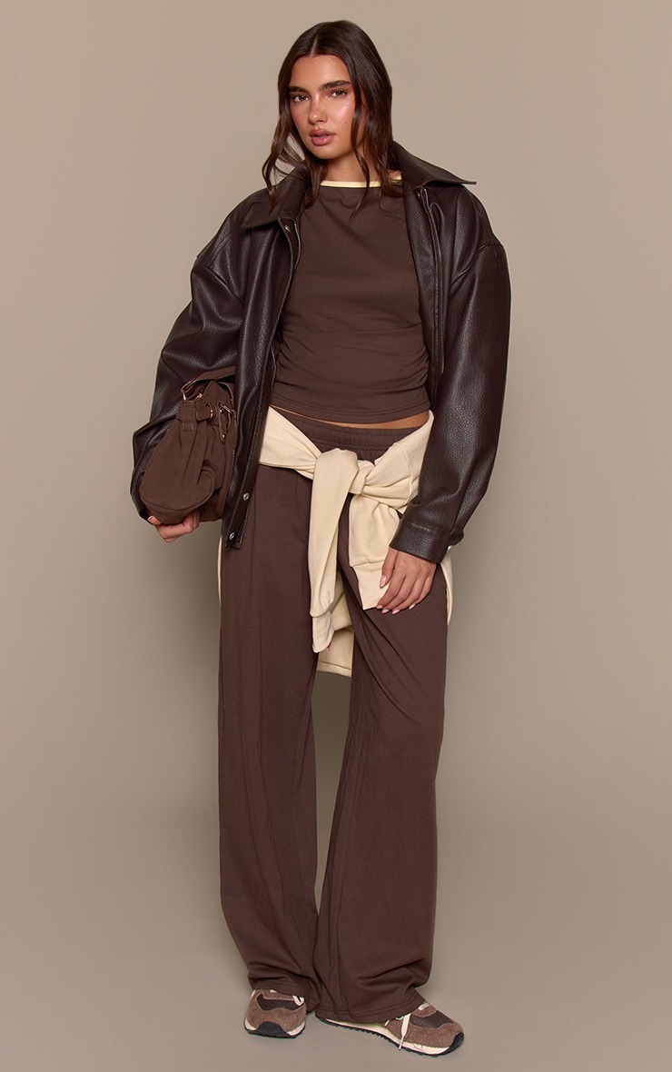 Chocolate Cotton Contrast Drawstring Relaxed Joggers image 2