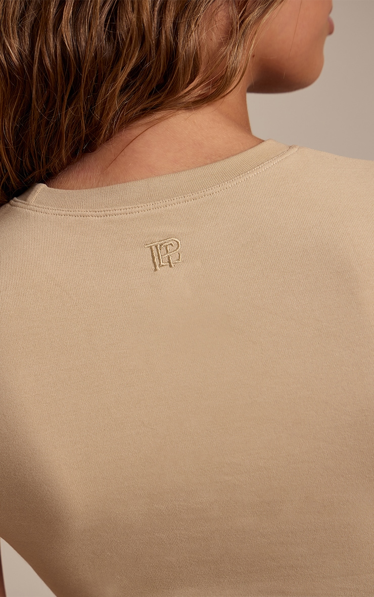 Beige Melange Soft Cotton Short Sleeve Top  image 4