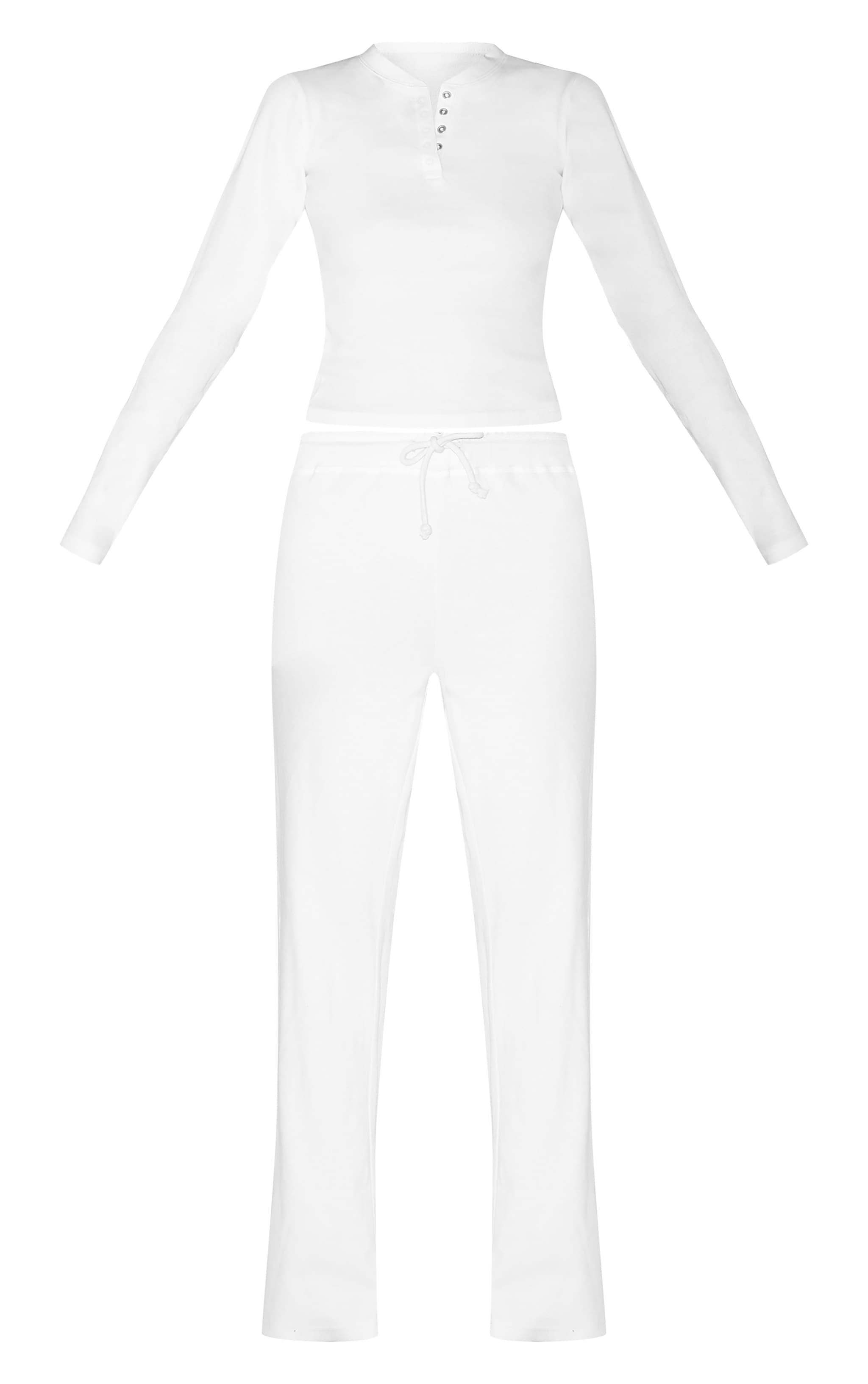 Ensemble de pyjama long crème côtelé à manches longues image 5