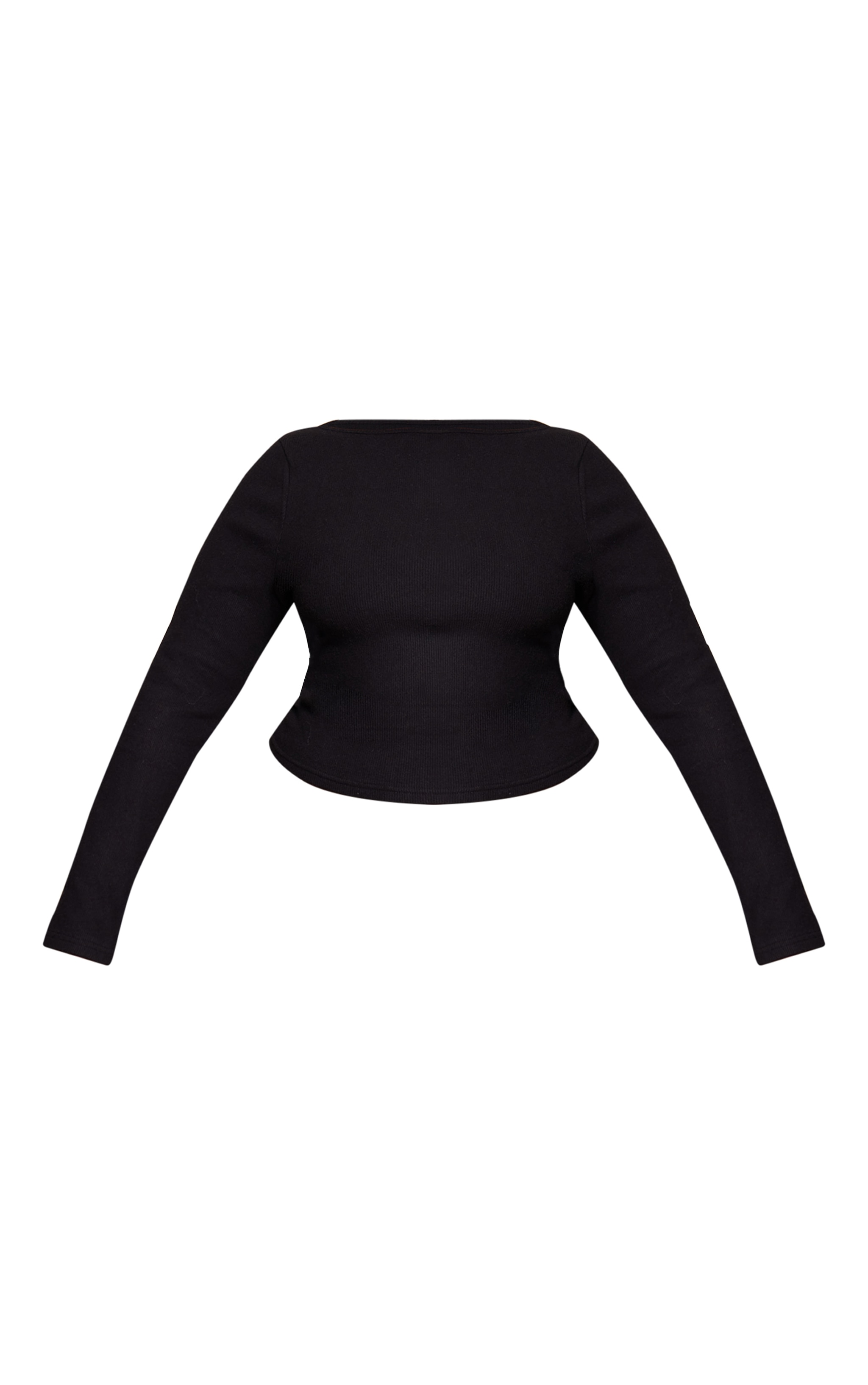 Plus Black Soft Touch Rib Boat Neck Long Sleeve Top image 5