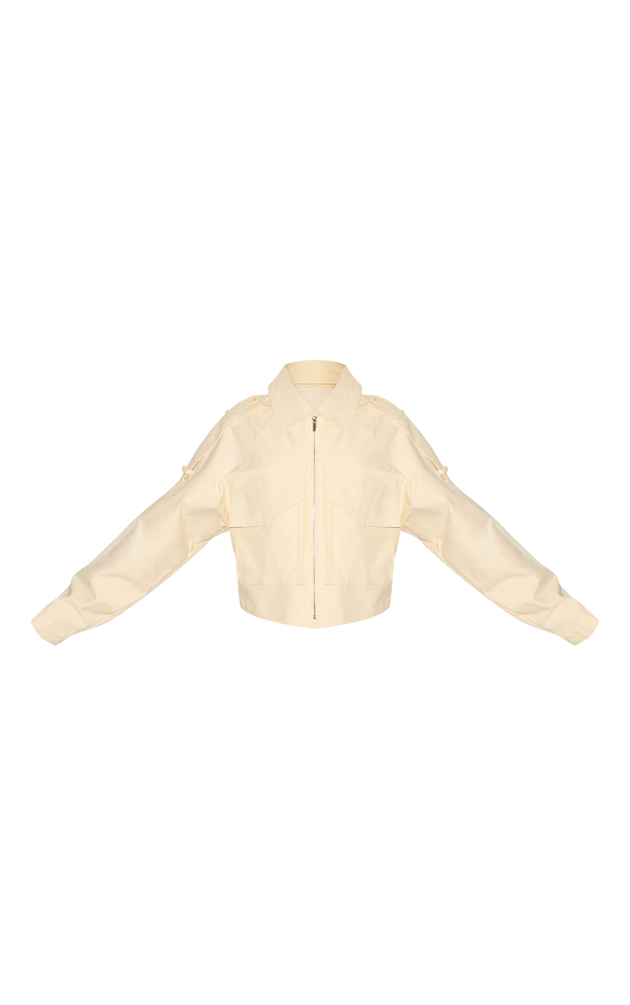 Veste courte crème au beurre à détails trench et zip image 5