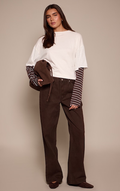 Chocolate Mid Waist Straight Leg Denim Jeans