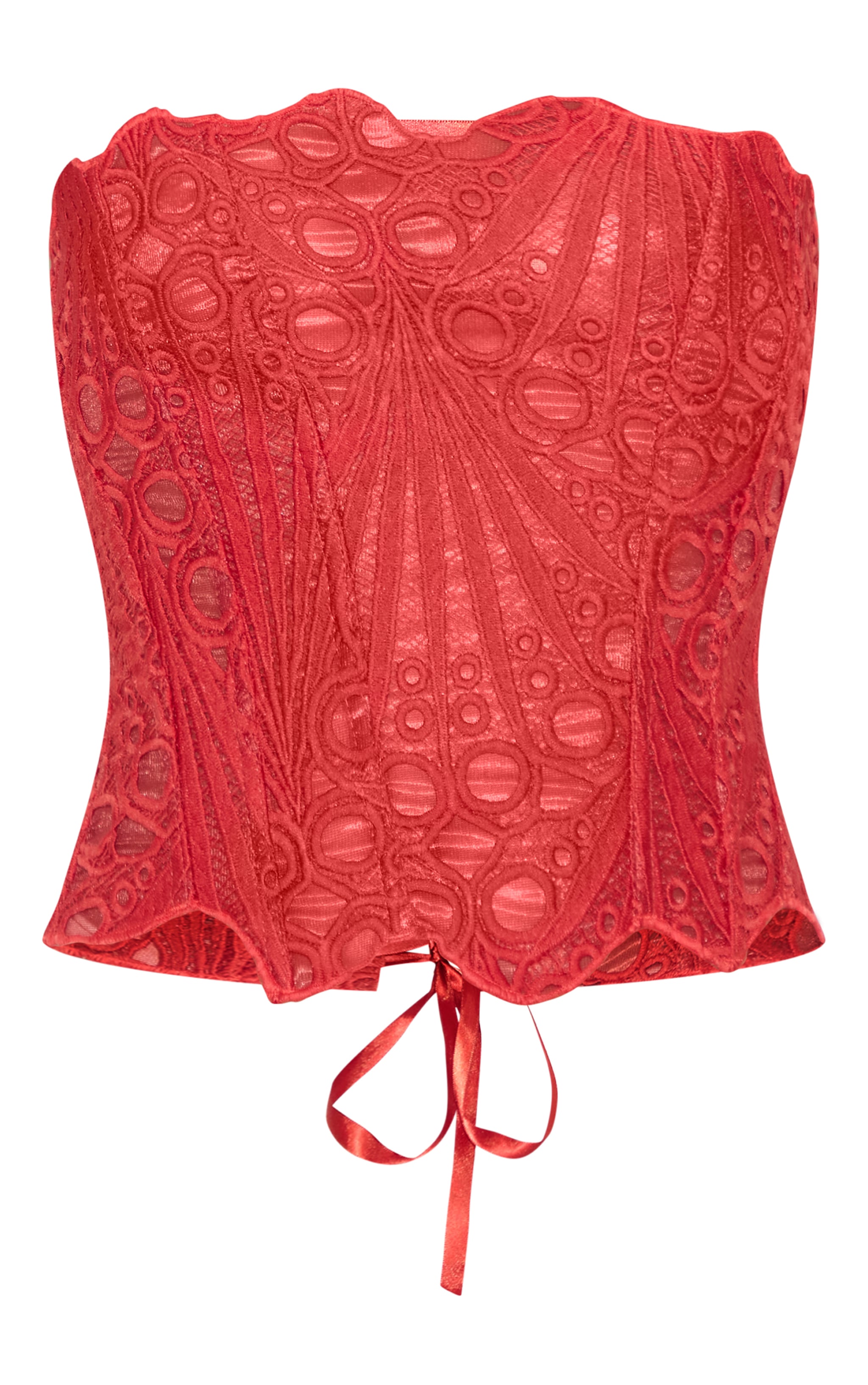 Rust Textured Sheer Floral Lace Corset image 5