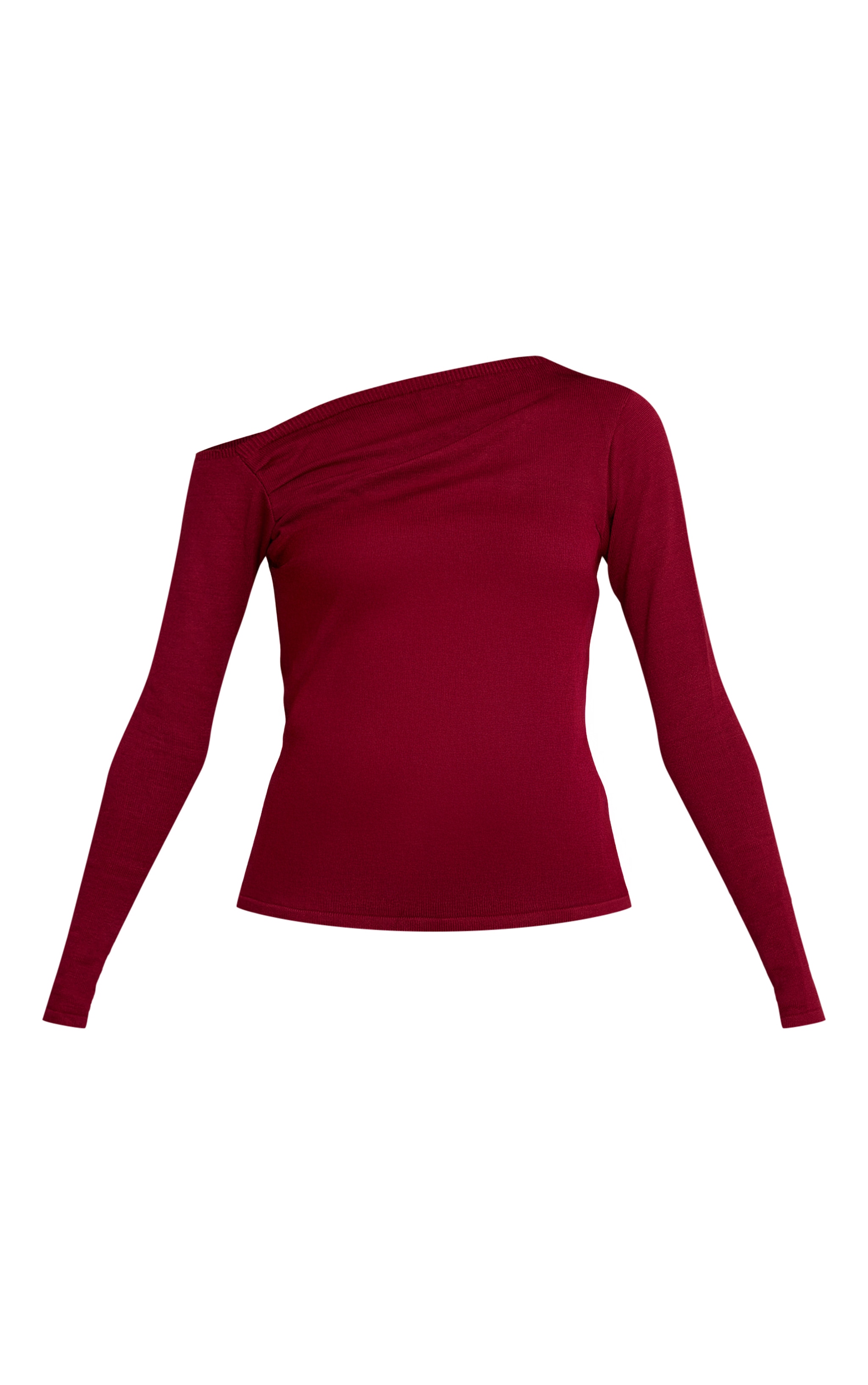 Burgundy Asymmetric Knitted Top image 5