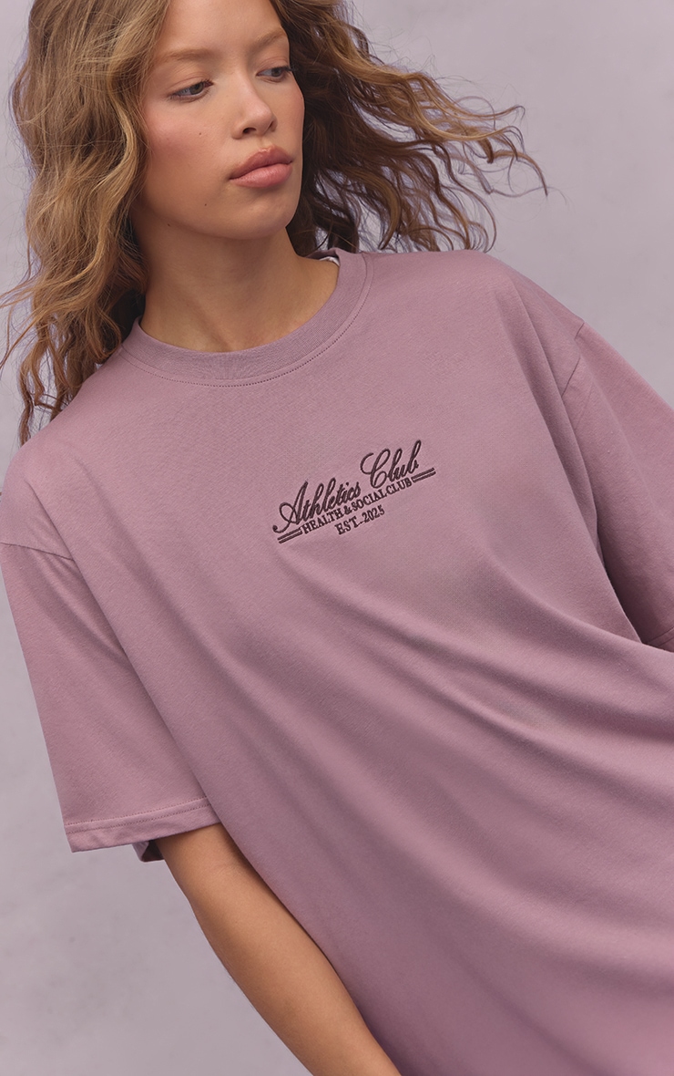 T-shirt oversize mauve imprimé "Athletics Club" image 1