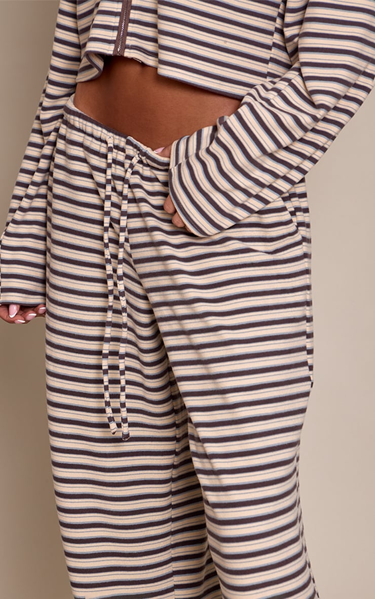 Tall Brown Striped Soft Fleece Straight Leg Sweatpants image 4