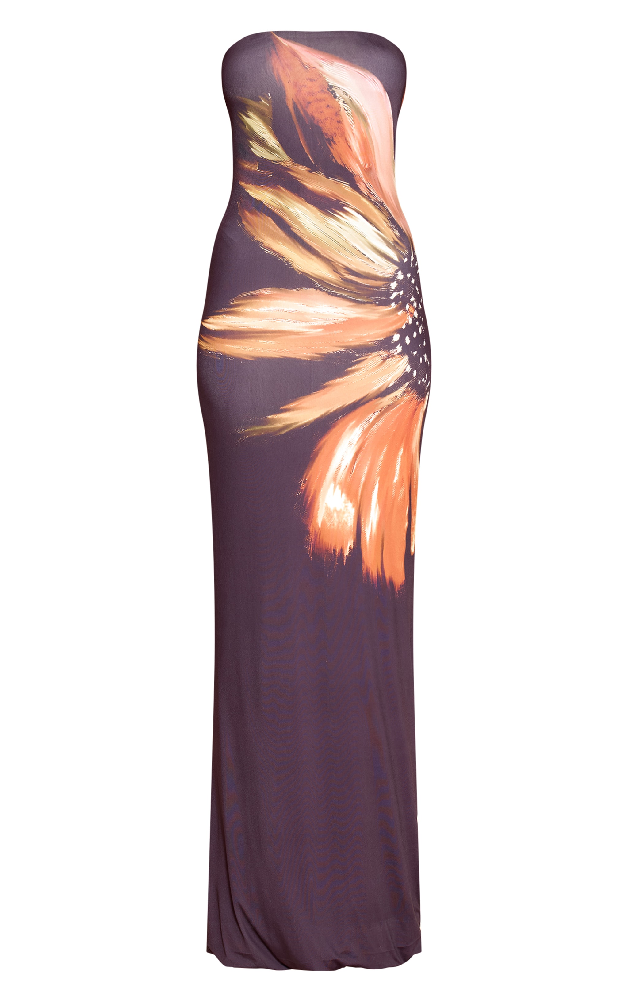 Robe bustier longue noire imprimé fleur image 5