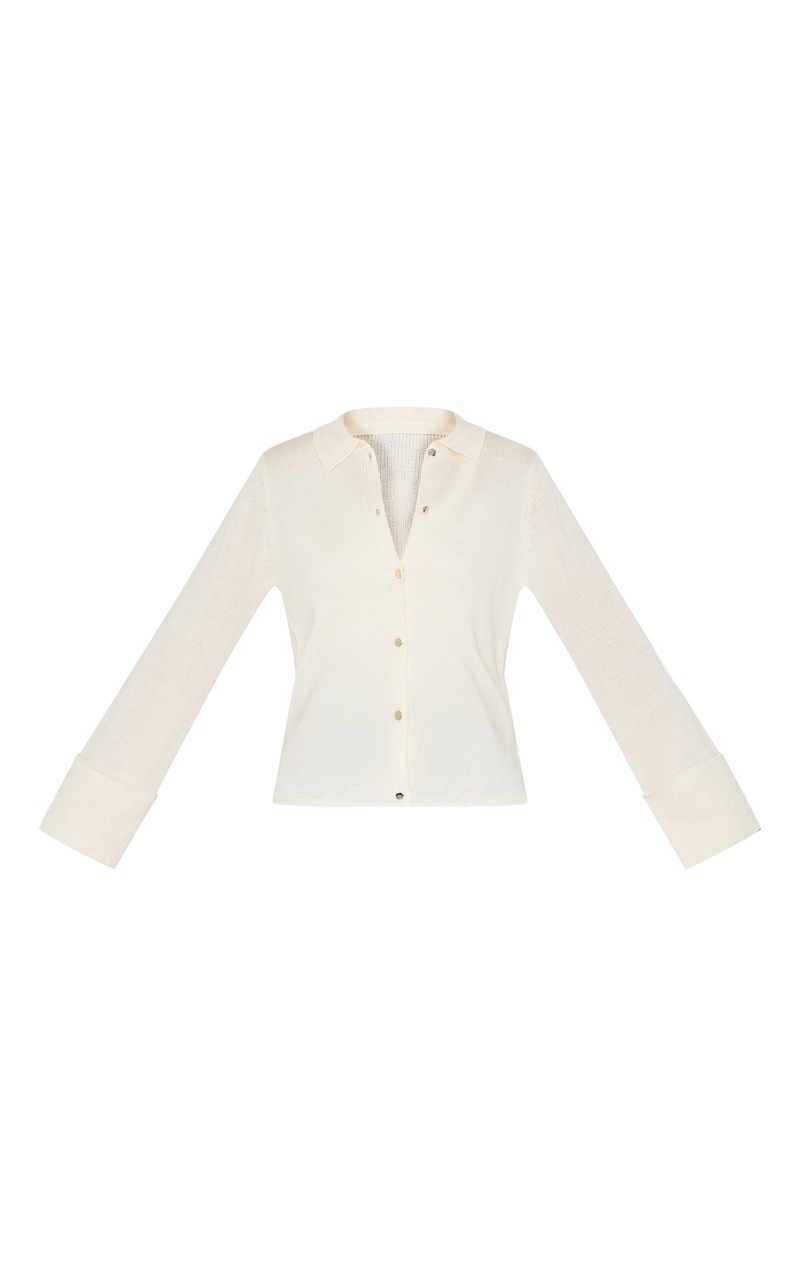 Gingham Cuff Button Front Cardigan with Scarf