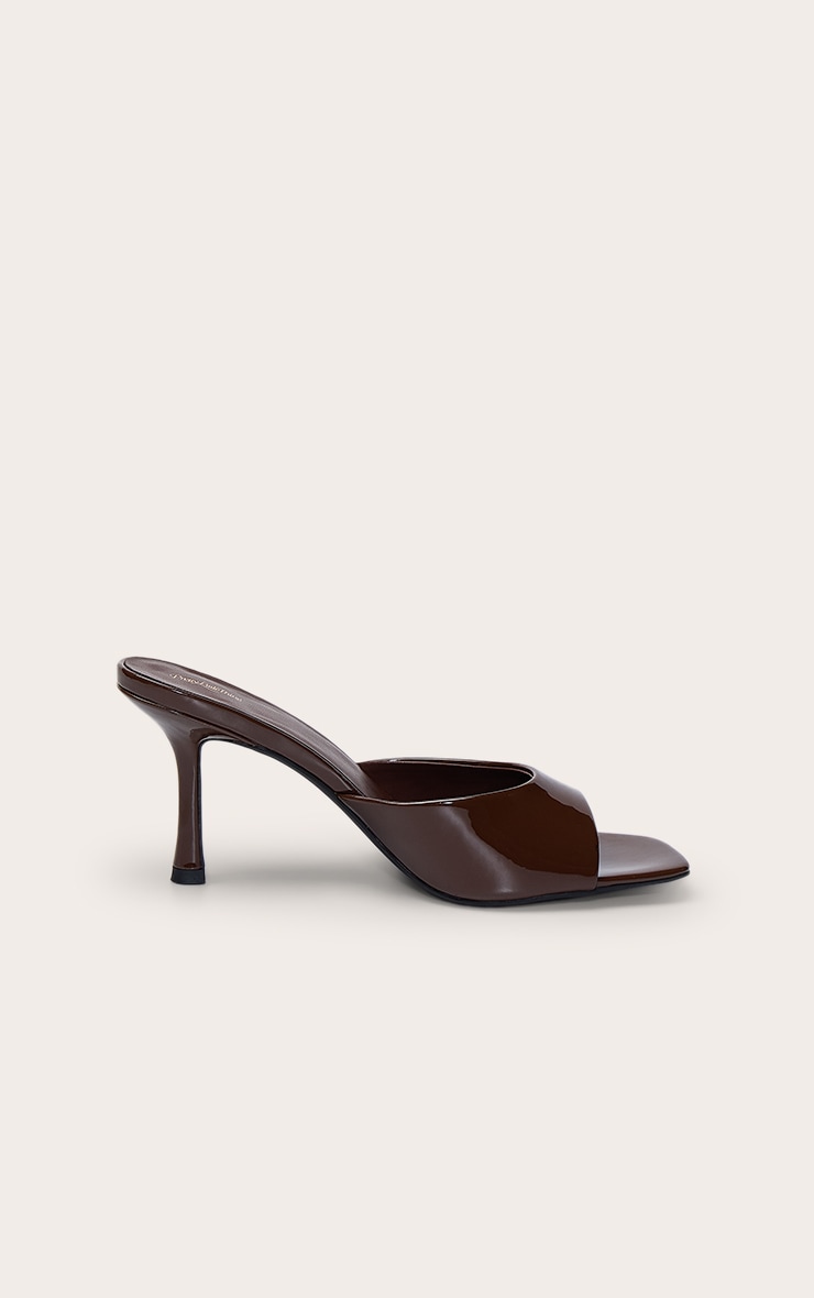 Chocolate Patent Square Toe Mule image 2