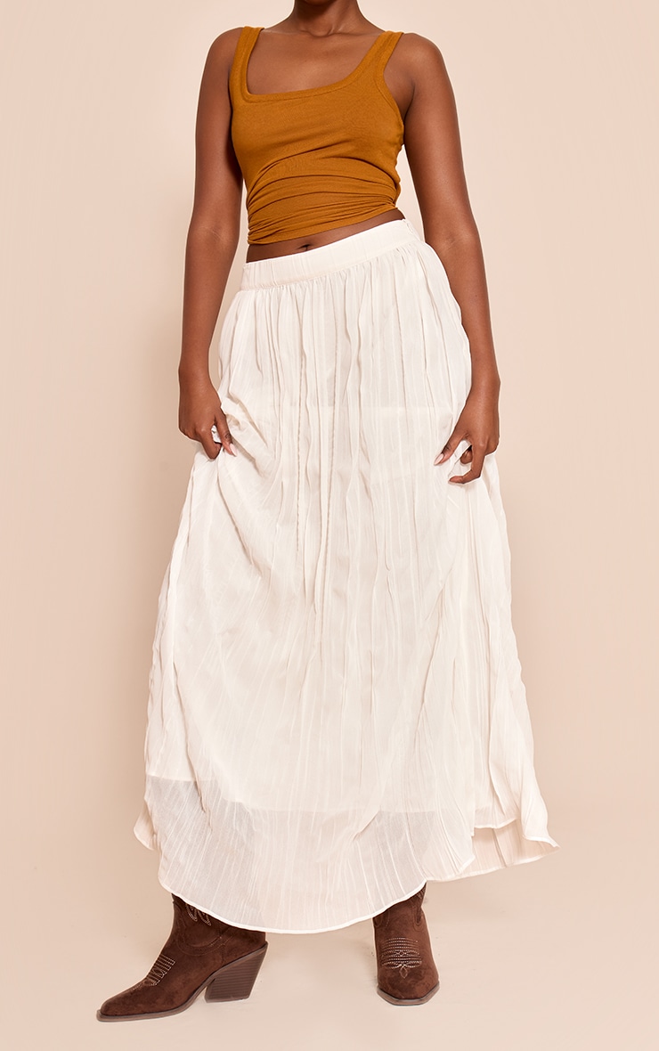 Cream Crinkle Chiffon Maxi Skirt image 2