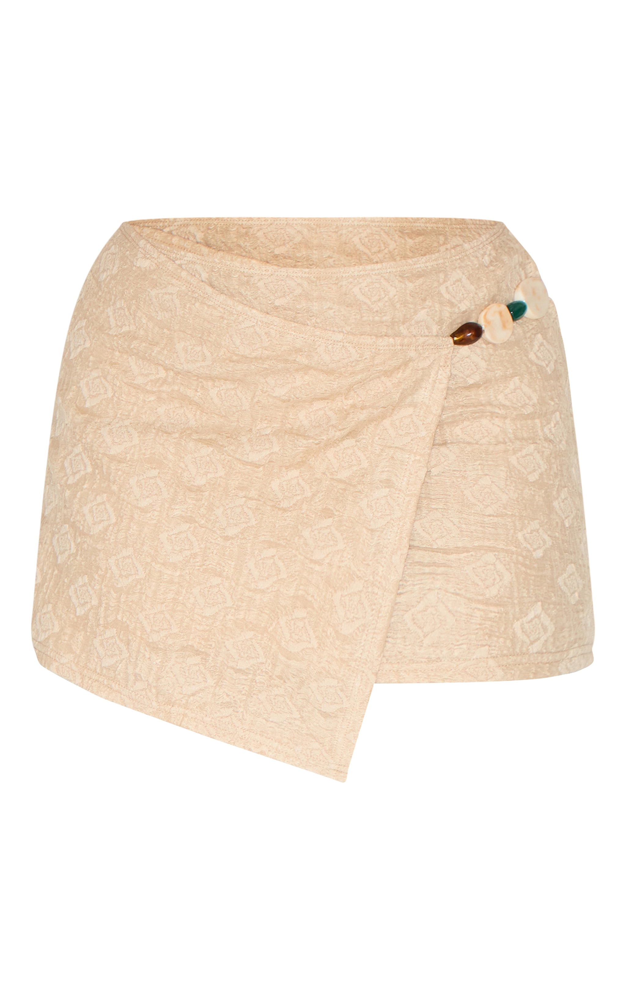 Shape Stone Textured Wrap Over Beaded Trim Mini Skirt image 6