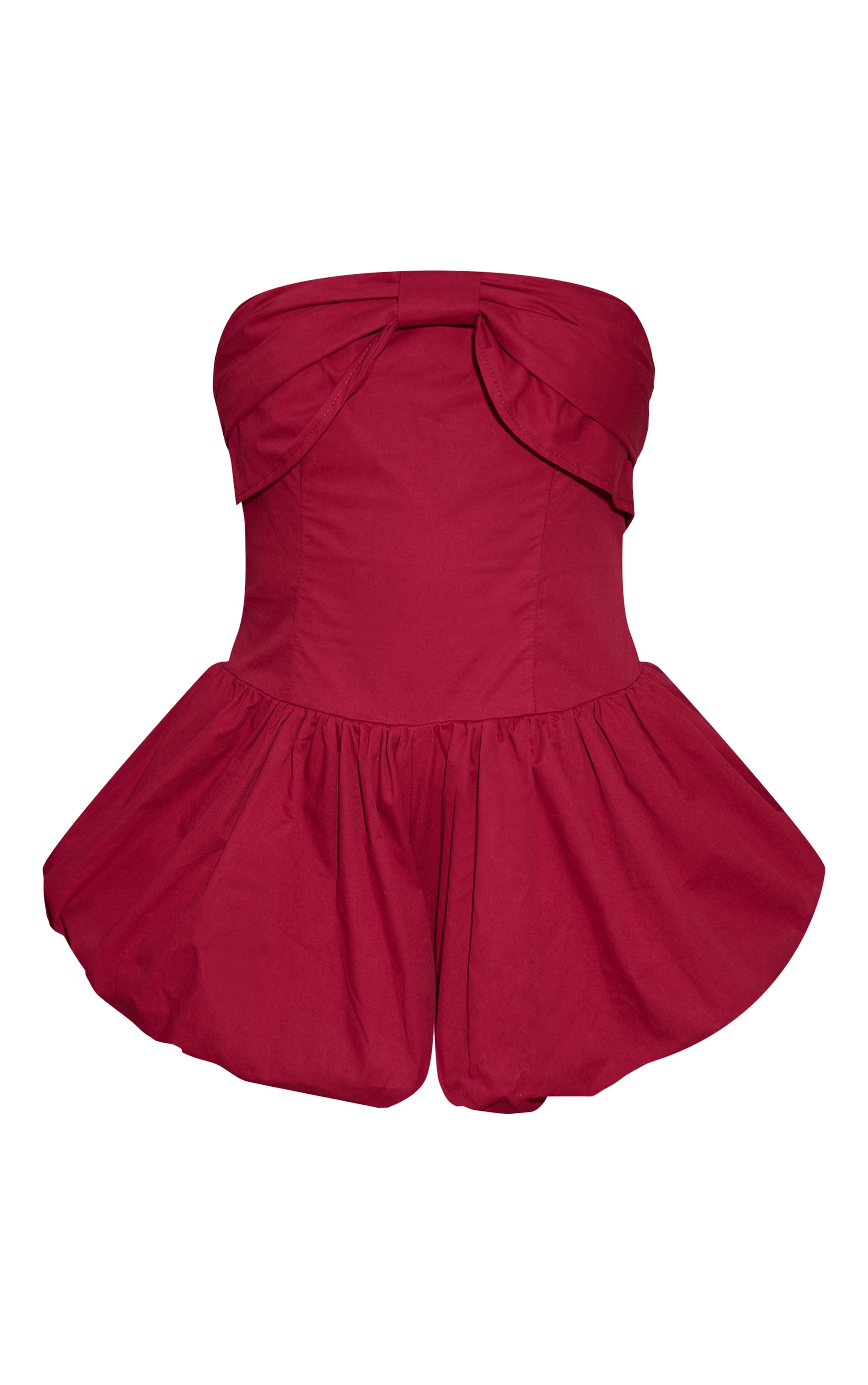 Combishort bustier bouffant tissé bordeaux à noeud image 5