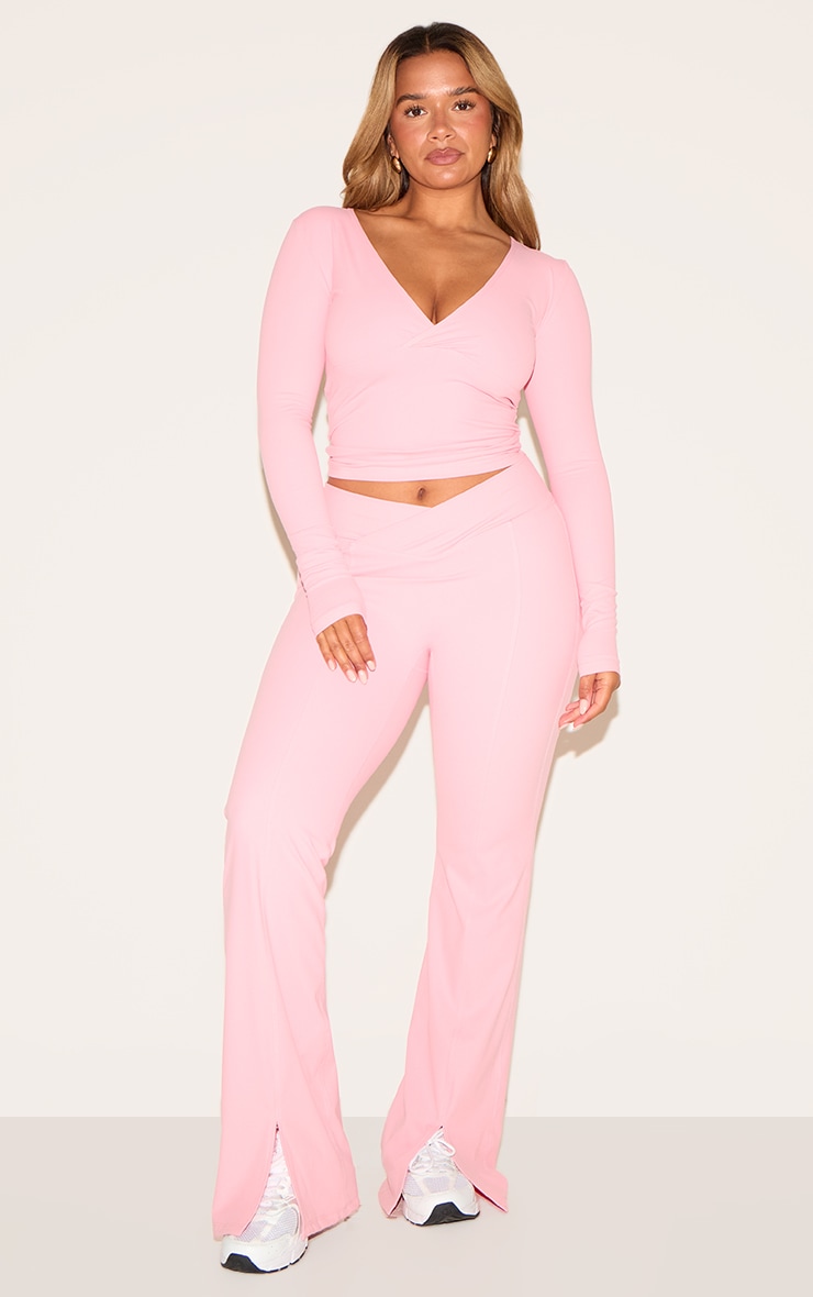 Shape Candy Pink Sculpt Active Wrap V Neck Long Sleeve Top image 3