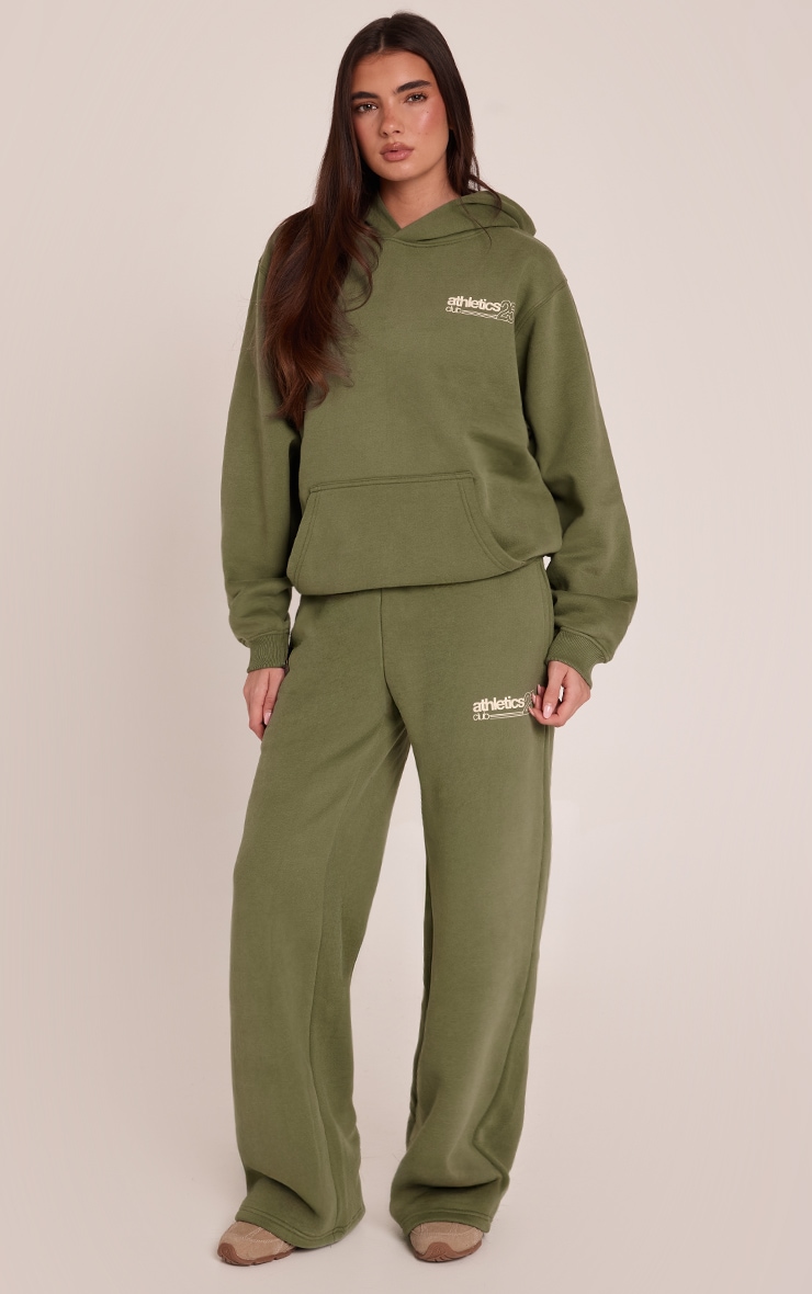 Khaki Athletics Club Cotton Fleece Oversized Pull Over Hoodie image 4