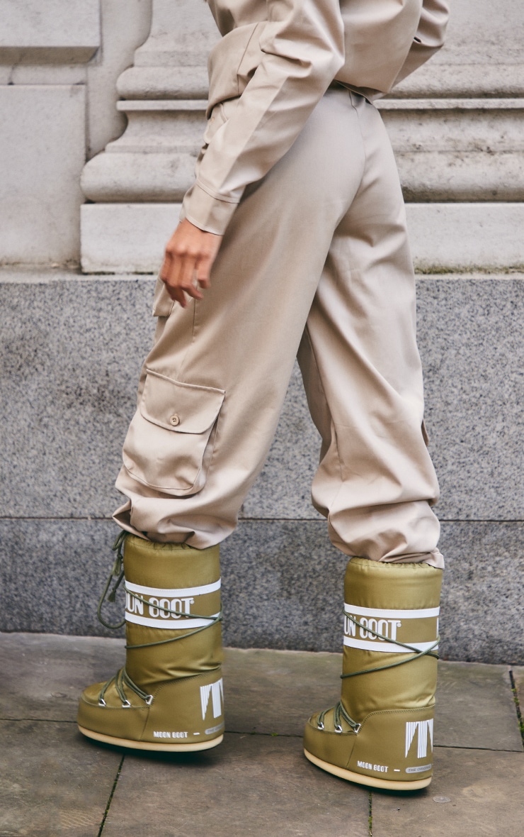 Sand Twill Cargo Pocket Detail Straight Leg Trousers image 3