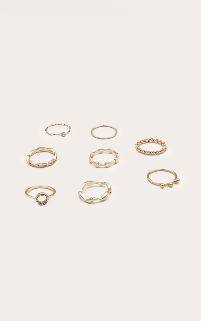 Lot de bagues torsadées dorées assorties