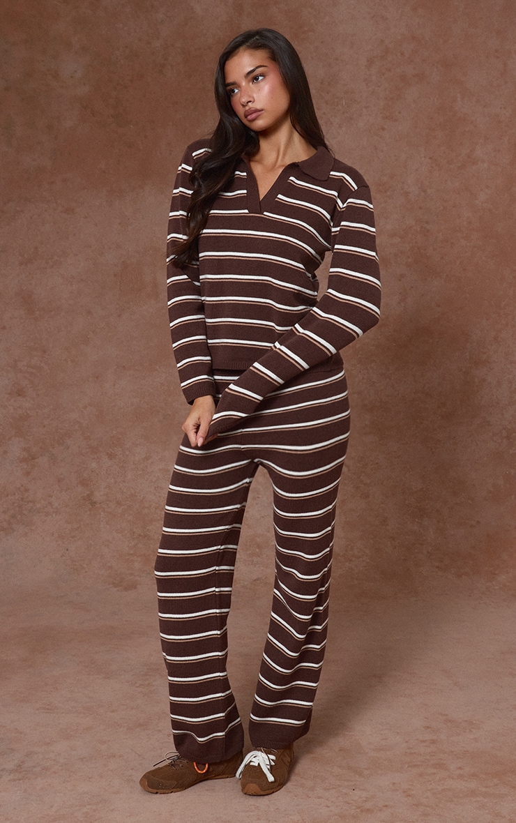 Chocolate Striped Rugby Knitted Top  image 3