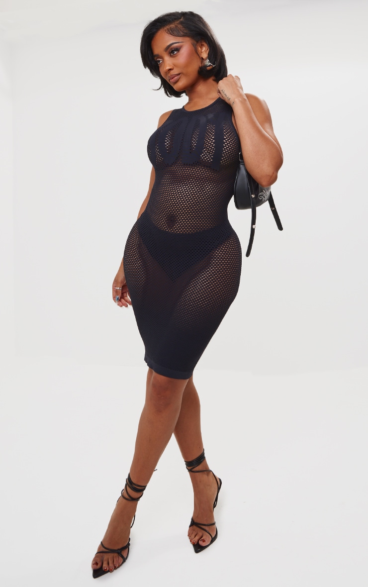 Shape Robe moulante texturée noire sans coutures et sans manches image 3