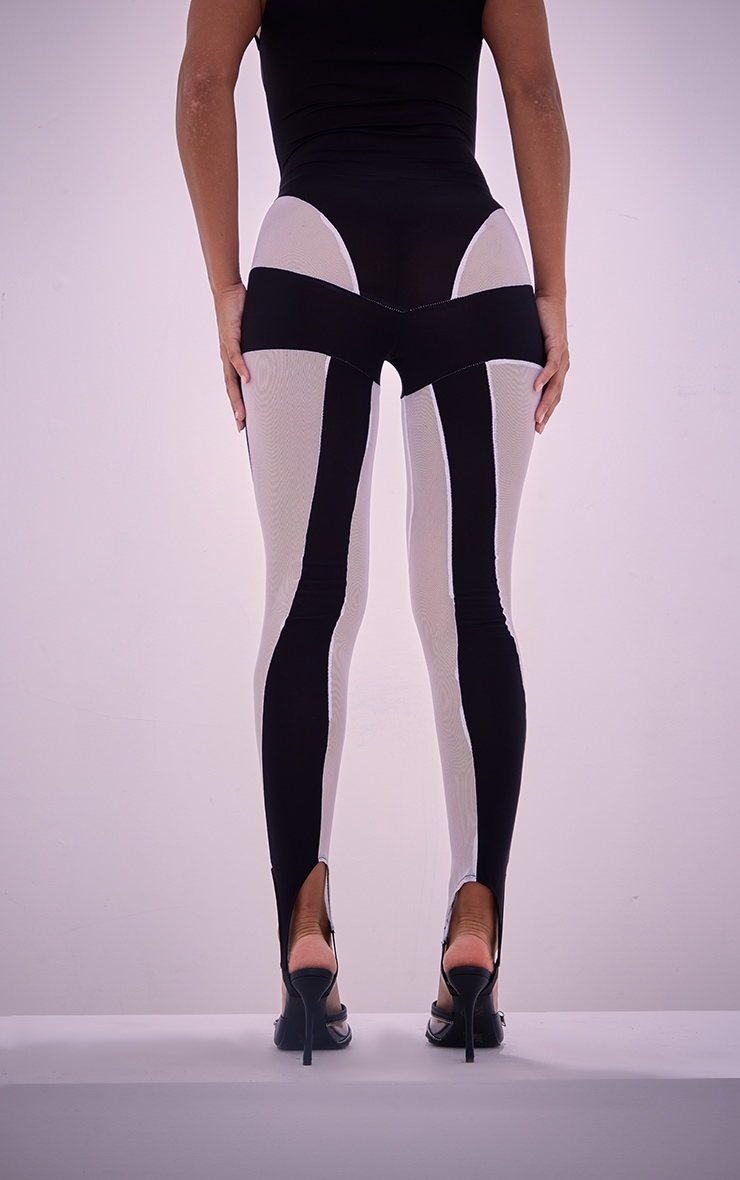 White Mesh Stirrup Leggings image 3