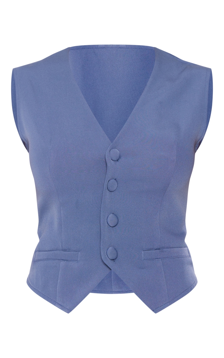 Denim Tailored Woven Fitted Vest image 5