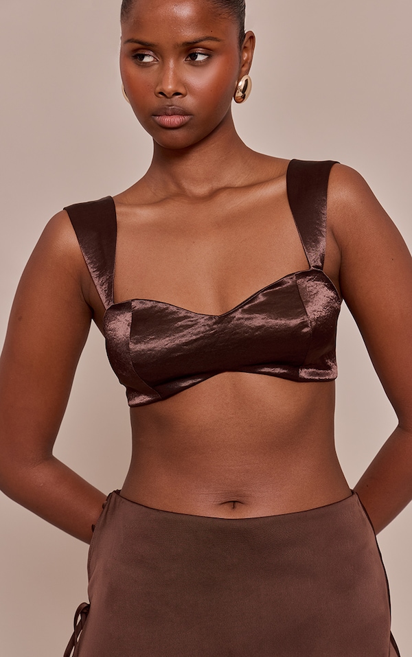 Chocolate Hammered Satin Bralette