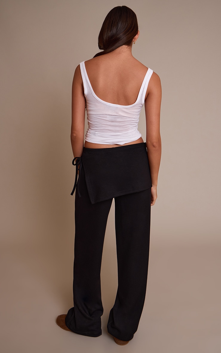Black Premium Soft Touch Wrap Front Wide Leg Pant image 3