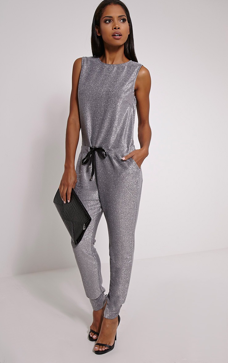 Silver Glitter Jumpsuit Knitwear PrettyLittleThing