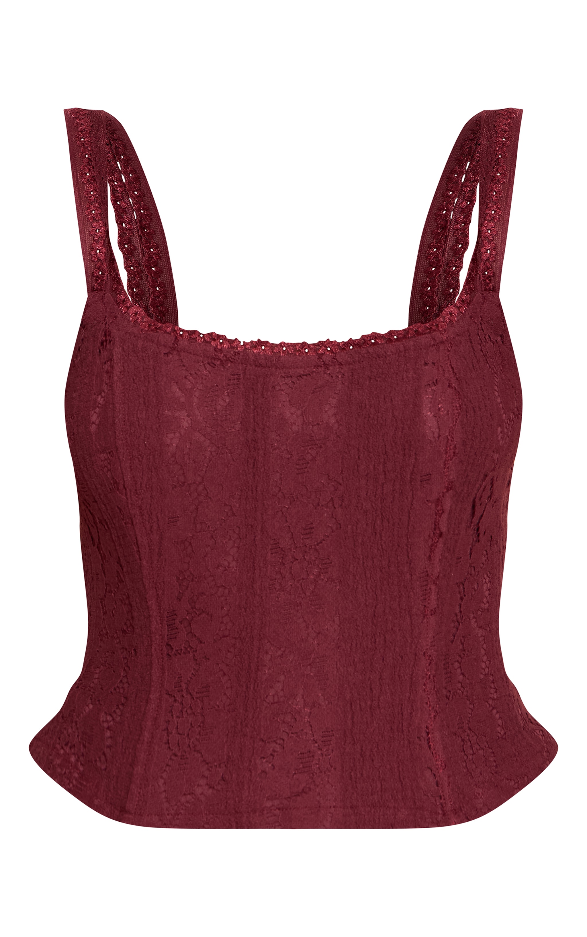 Wine Lace Detail Strappy Cropped Corset Top image 5