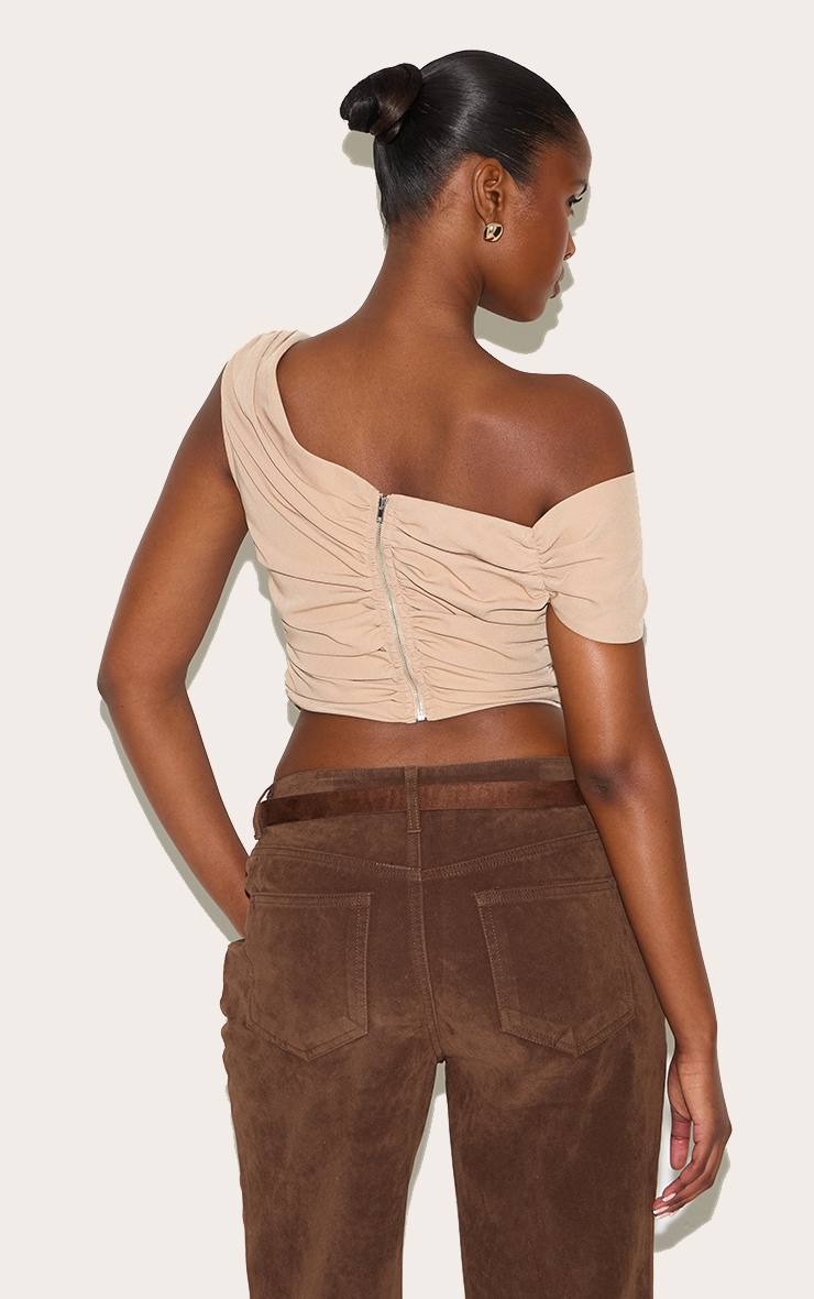 Sand Asymmetric Bardot Top image 2