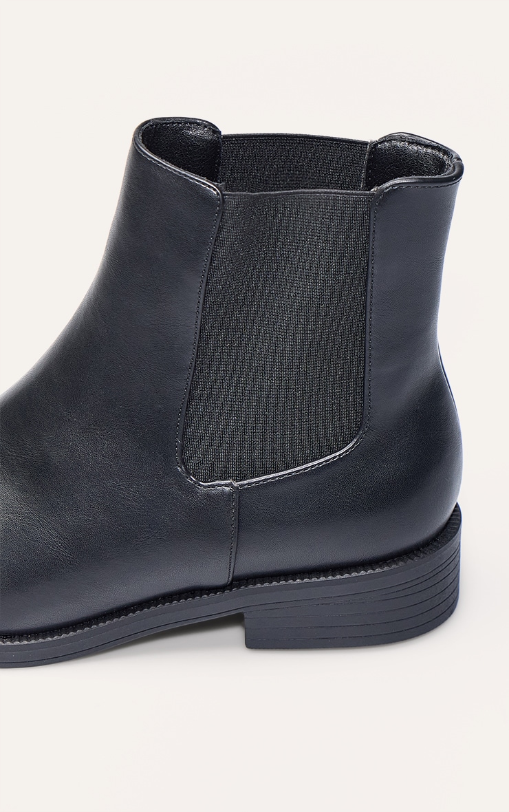 Wide Fit Black Round Toe Basic Chelsea Ankle Boot image 5