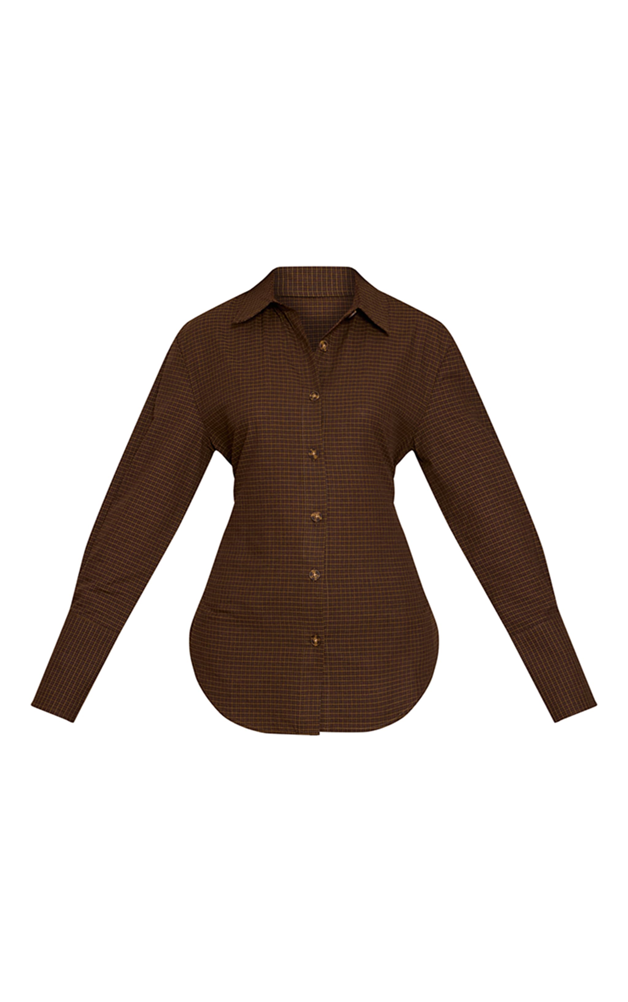 Green Check Fitted Tie Back Deep Cuff Shirt image 5