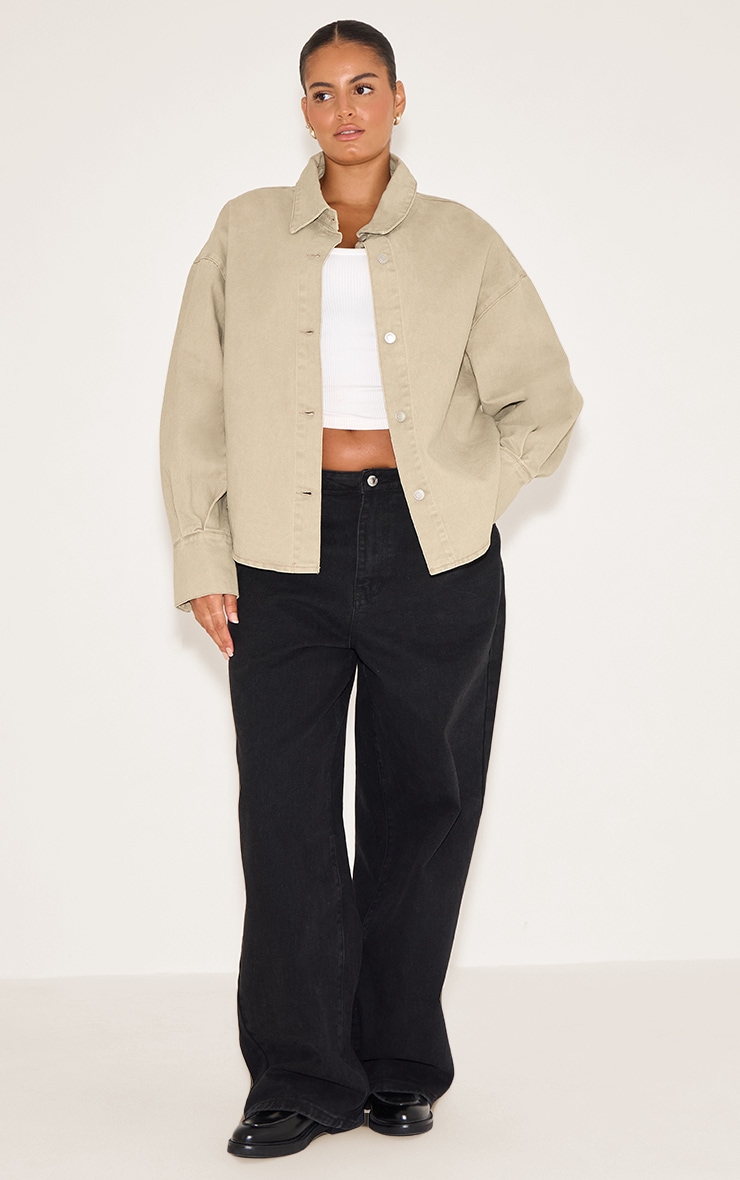 Plus Sand Balloon Sleeve Denim Shirt image 3