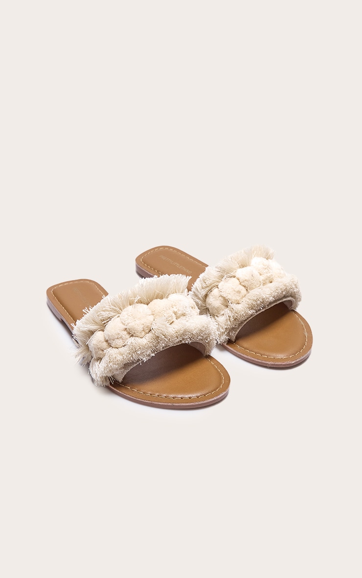 Nude Tassel Pom Pom Mule Sandal image 2