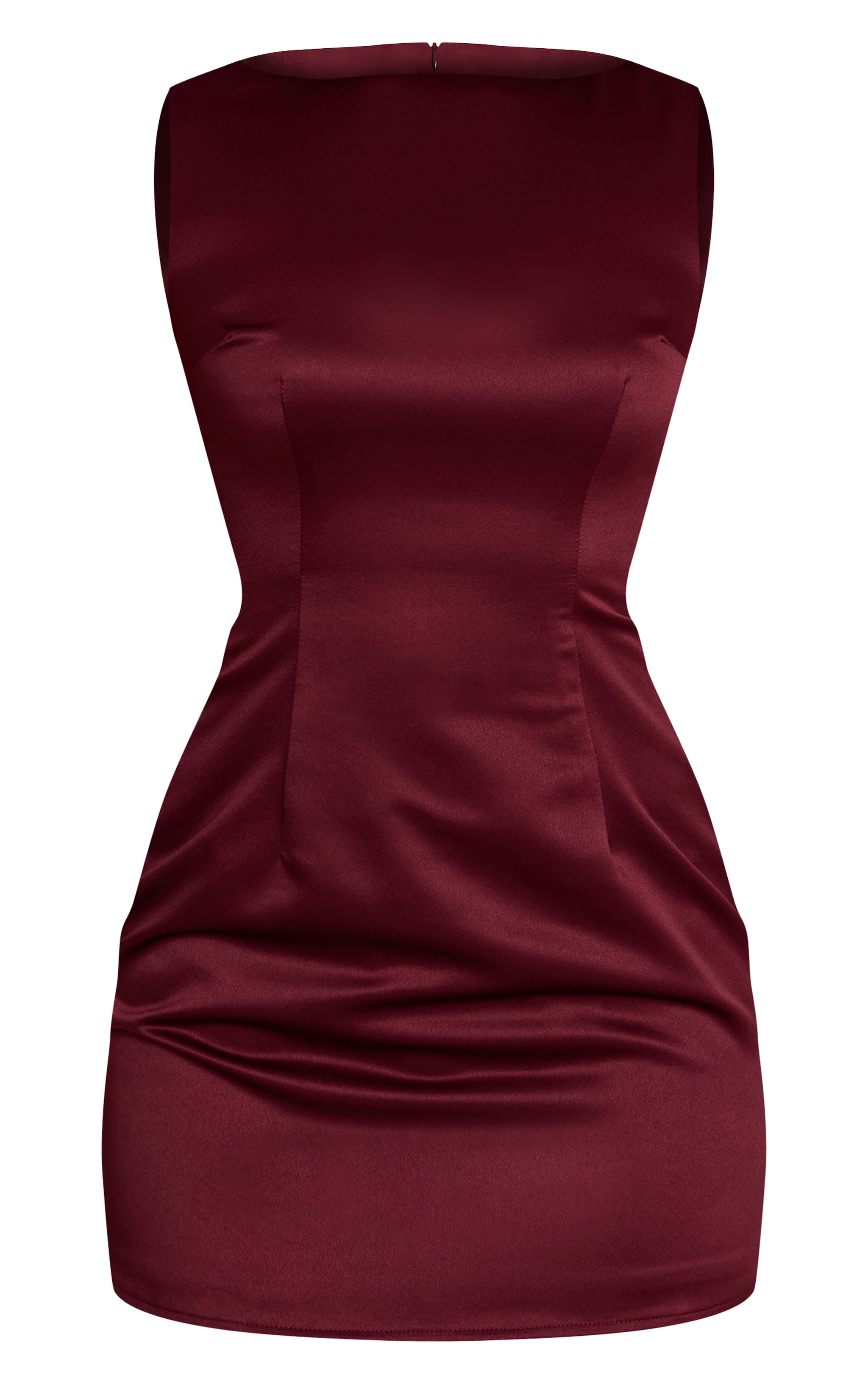 Mini robe satinée prune à col bateau image 5