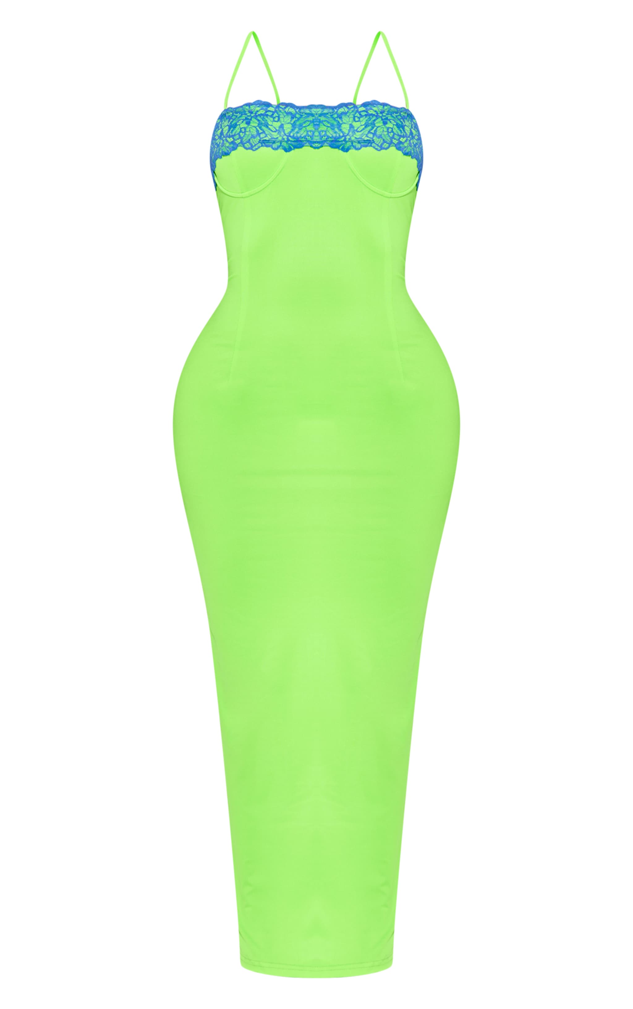 Shape Lime Lace Cup Detail Sculpted Maxi Dress image 5