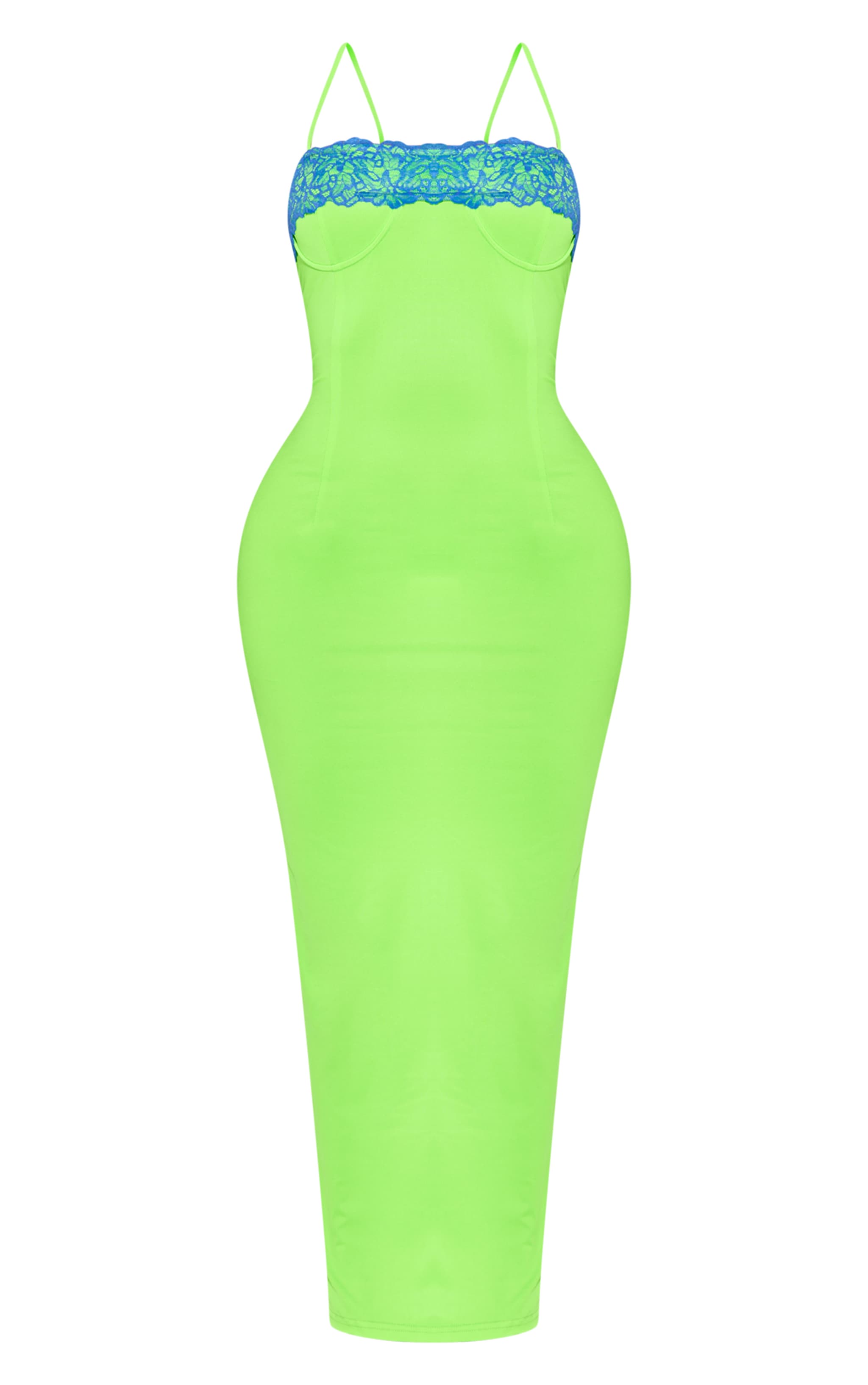 Shape Robe longue sculpt vert citron à détail bonnets en dentelle image 5