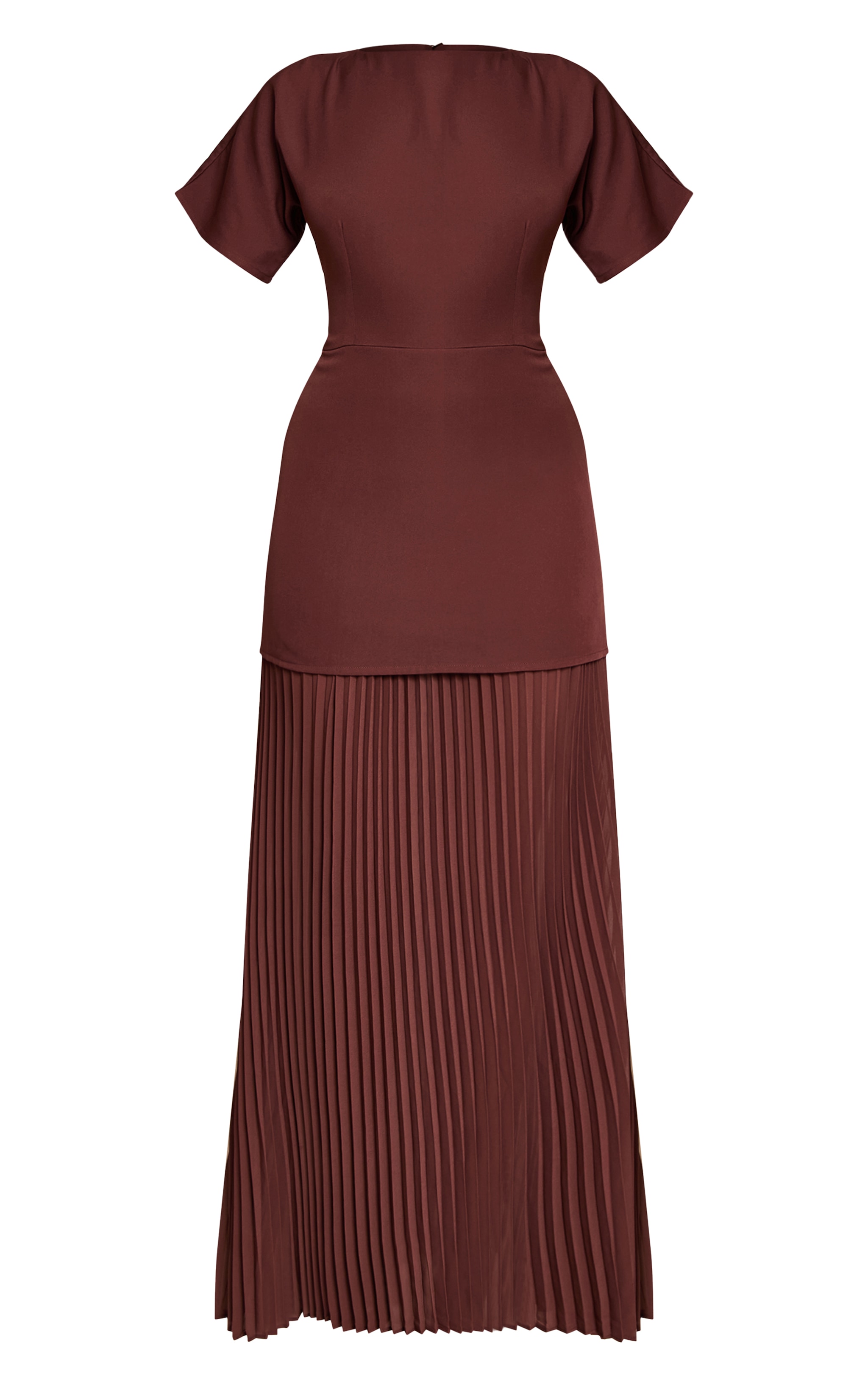 Chocolate Satin Back Tie Pleated Hem Maxi Dress image 5