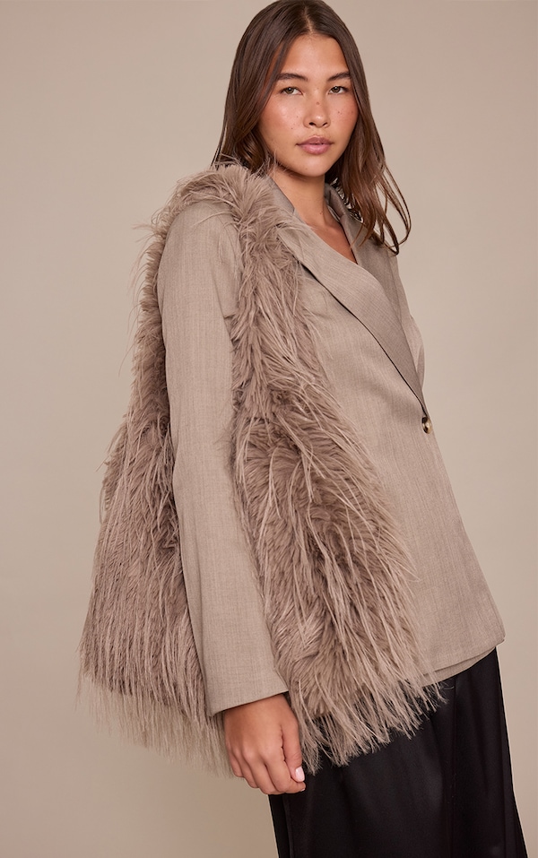 Mocha Shaggy Faux Fur Shaggy Tote Bag