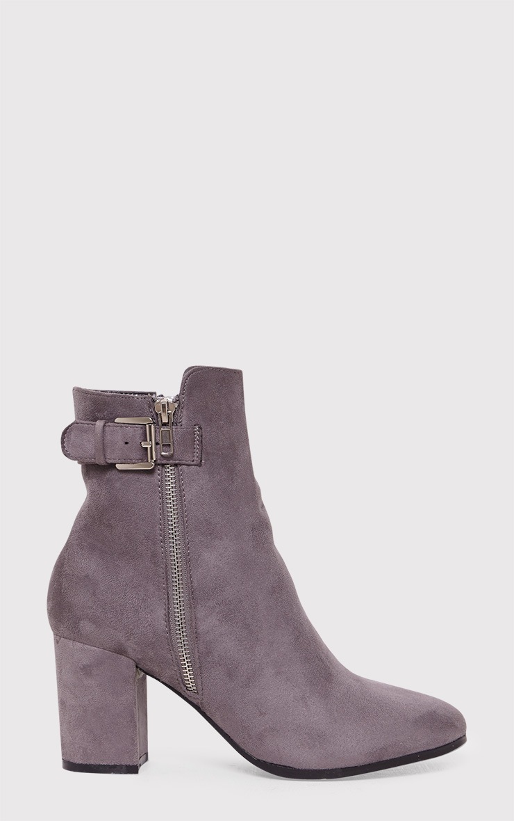 Karina Grey Faux Suede Buckle Ankle Boots Boots PrettylittleThing