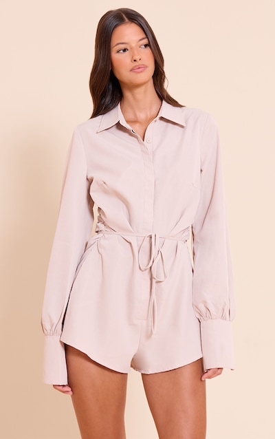 Cream Woven Belt Detail Romper