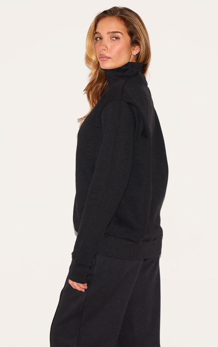 Black Seamed Detail Zip Through Track Top image 2