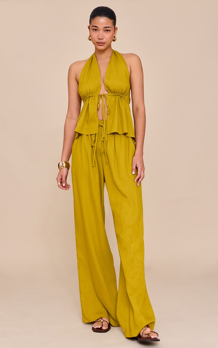 【PrettyLittleThing】Linen Look Ruched セットアップ 2色 Linen Two Piece Sets | PrettyLittleThing USA