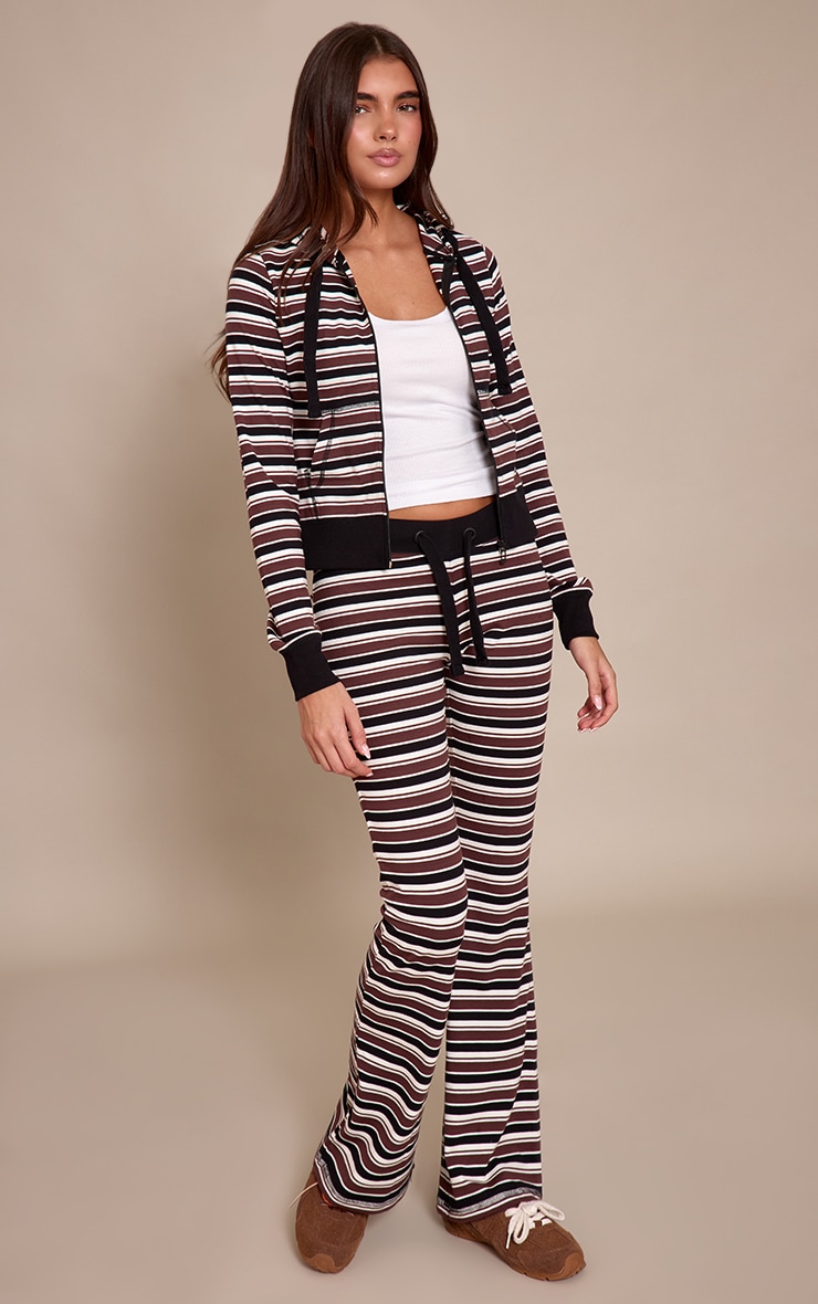 Black Stripe Low Rise Skinny Flare Pants image 2