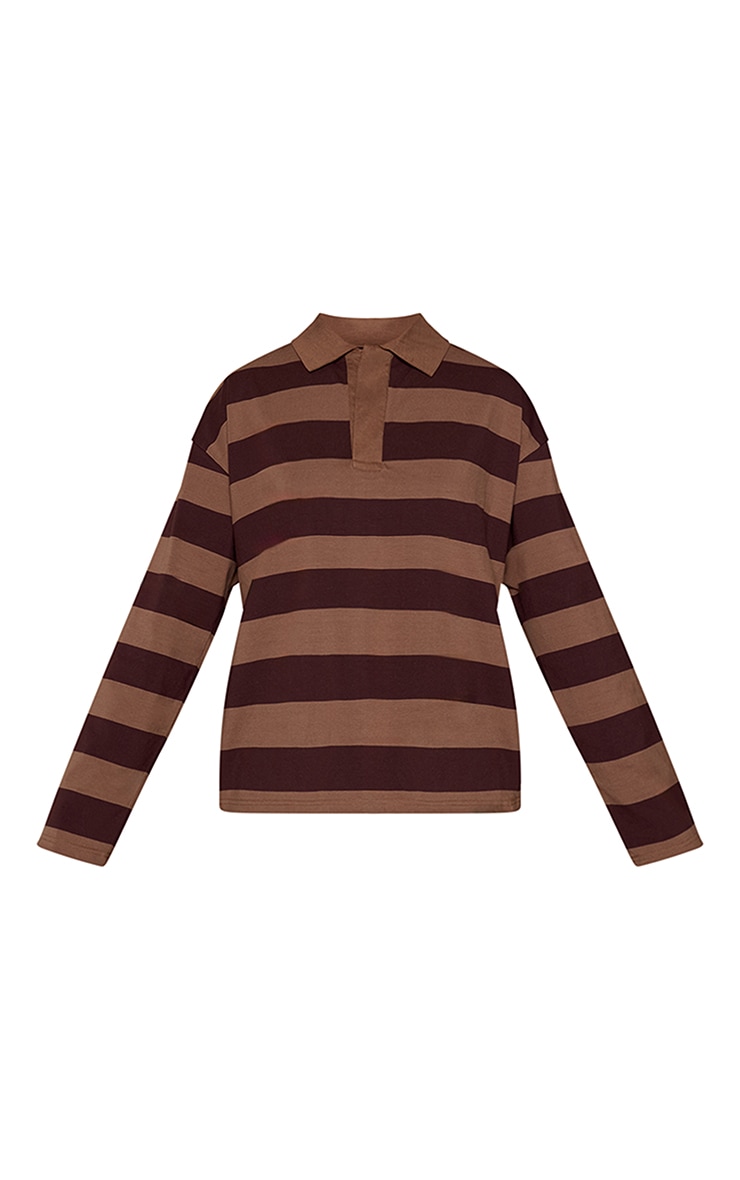 Brown Striped Polo Tshirt image 5