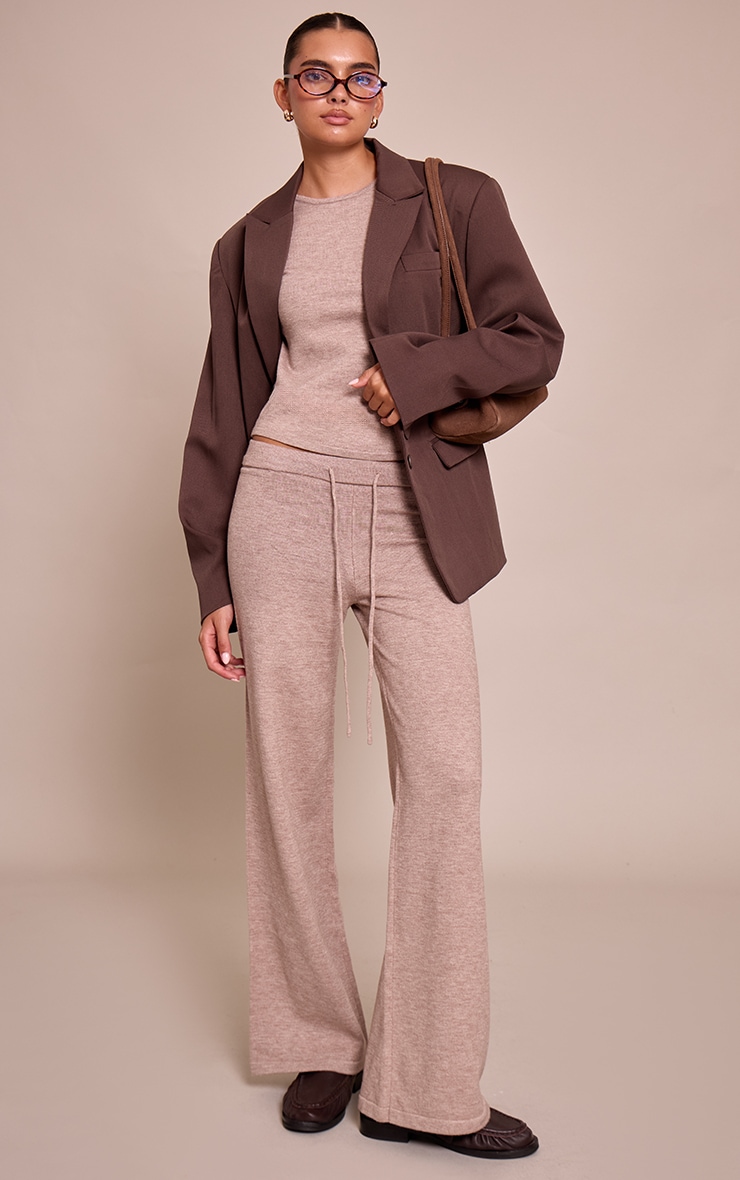 Taupe Drawstring Waist Fine Knit Pant image 1